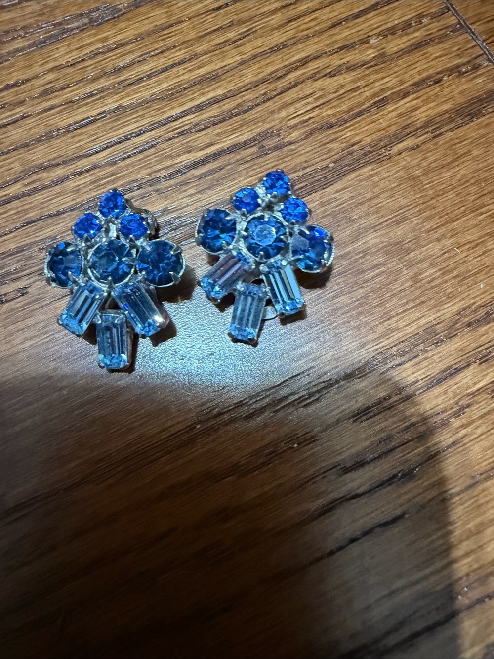 Blue Crystal Cluster clip-on Earrings - Brand